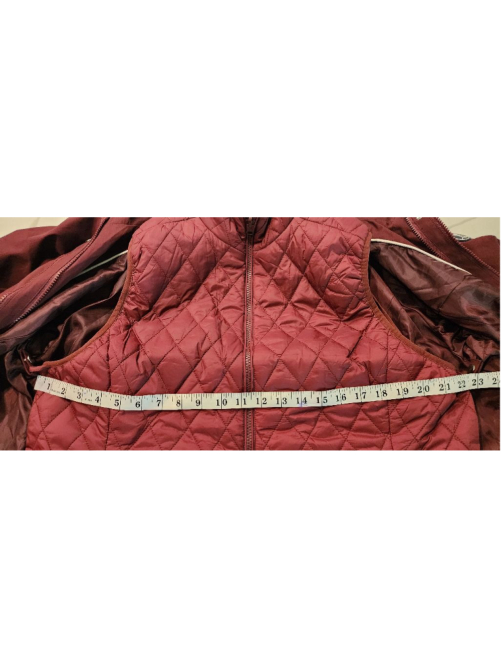 Lands' End XL Maroon 3-in-1 Winter Jacket & Quilted Vest Hooded Coat Women's - Picture 14 of 16